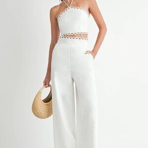 White Halter & Trouser Set